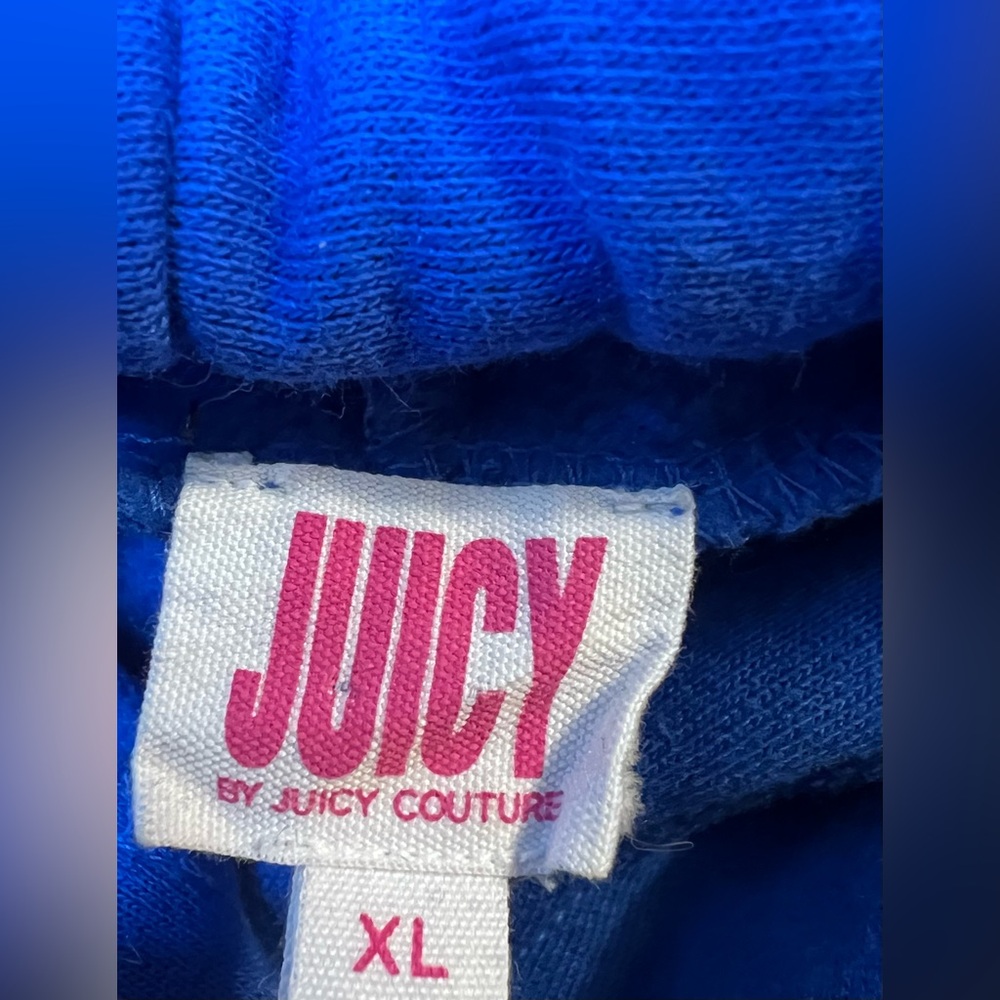 Juicy Couture Juice Pullover Hoodie Womens Size XL Blue And Yellow Oversized - Picture 6 of 13
